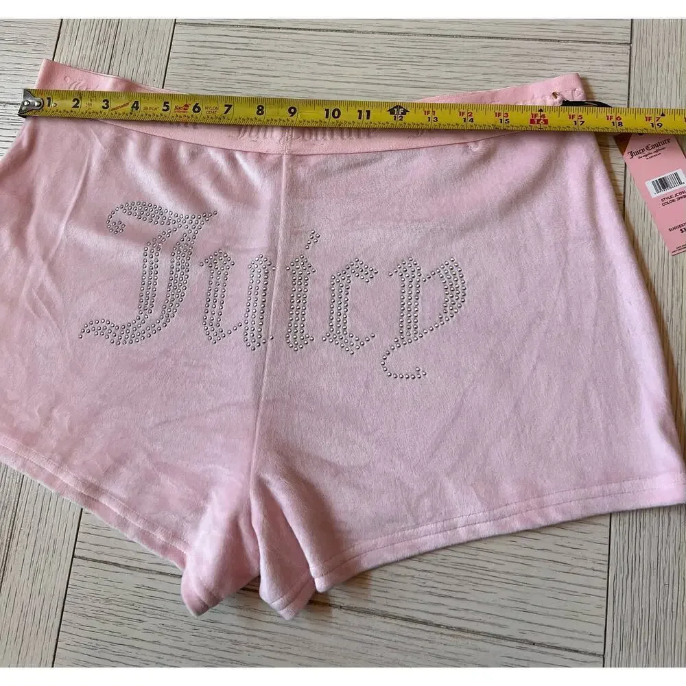 NWT Juicy Couture pink velour sleep shorts. Extremely soft.‎ Size XL